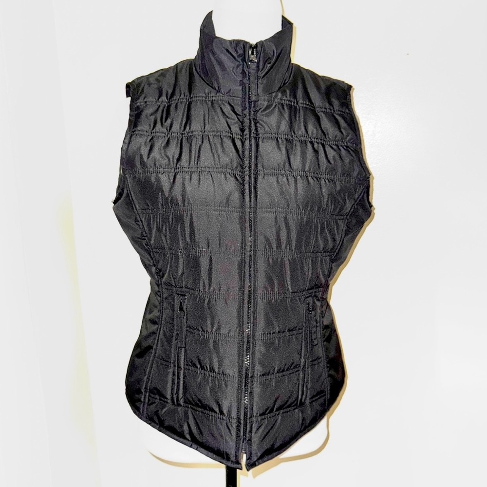SJB Active Black Full Zip Sleeveless Puffer Vest, Sz M